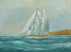 Zeiljacht Adela in volle zee Schilderij Zeiljacht Adela in volle zee